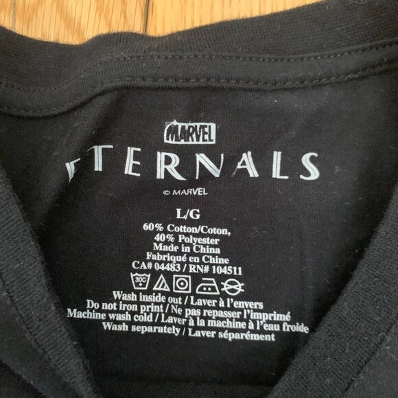Y2K Marvel Tee Eternals Men's Large Black Movie T Shirt Avengers Cinema - Picture 3 of 5